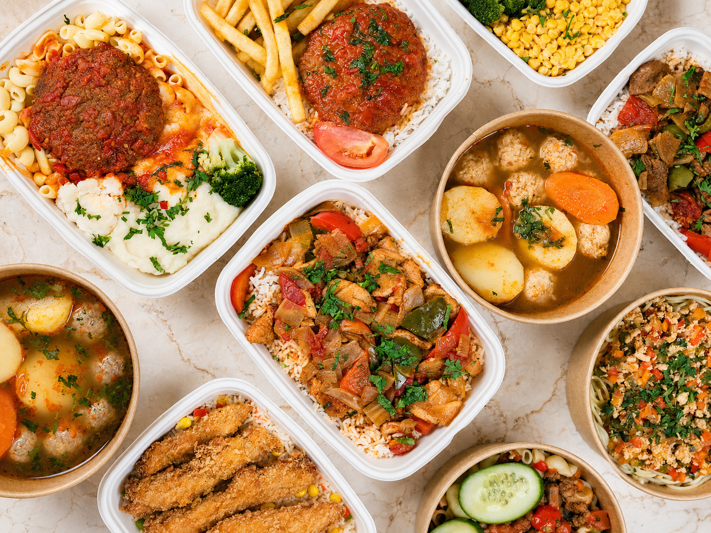 Selection of fresh Quisine Uzbek meals